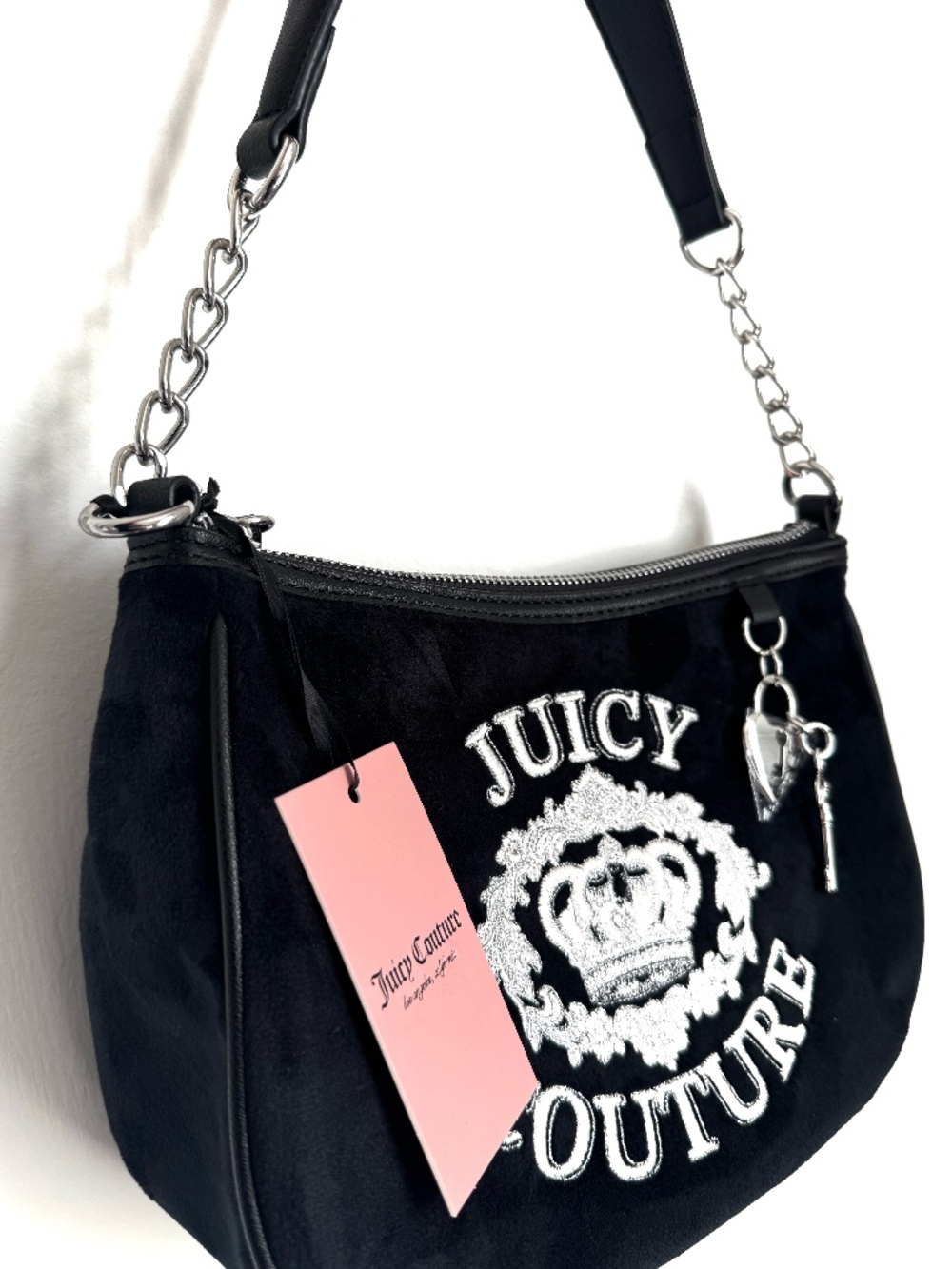 NEW✨Juicy Couture Black Velour Shoulder Bag Y2K Logo